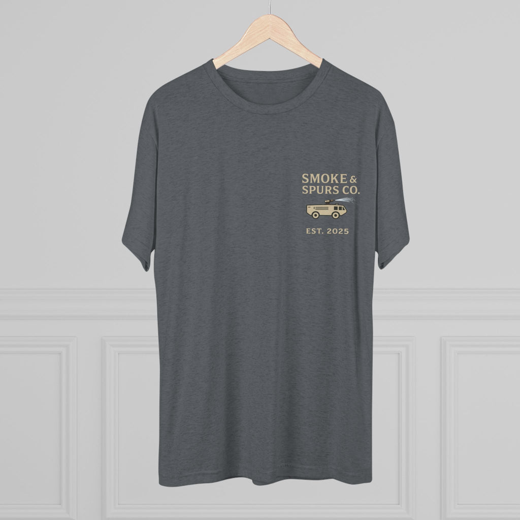 "First In, Last Out" Flightline Fire Crew Shirt tri blend