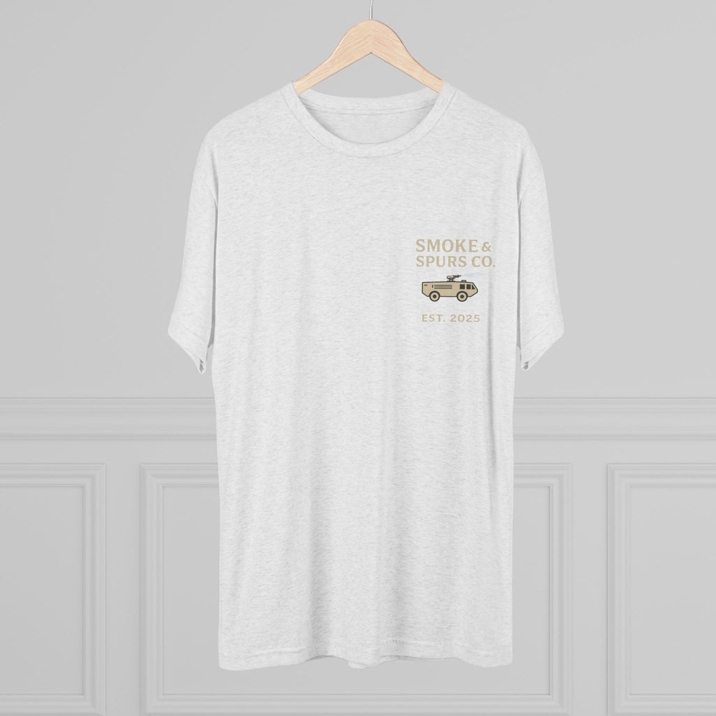 "First In, Last Out" Flightline Fire Crew Shirt tri blend