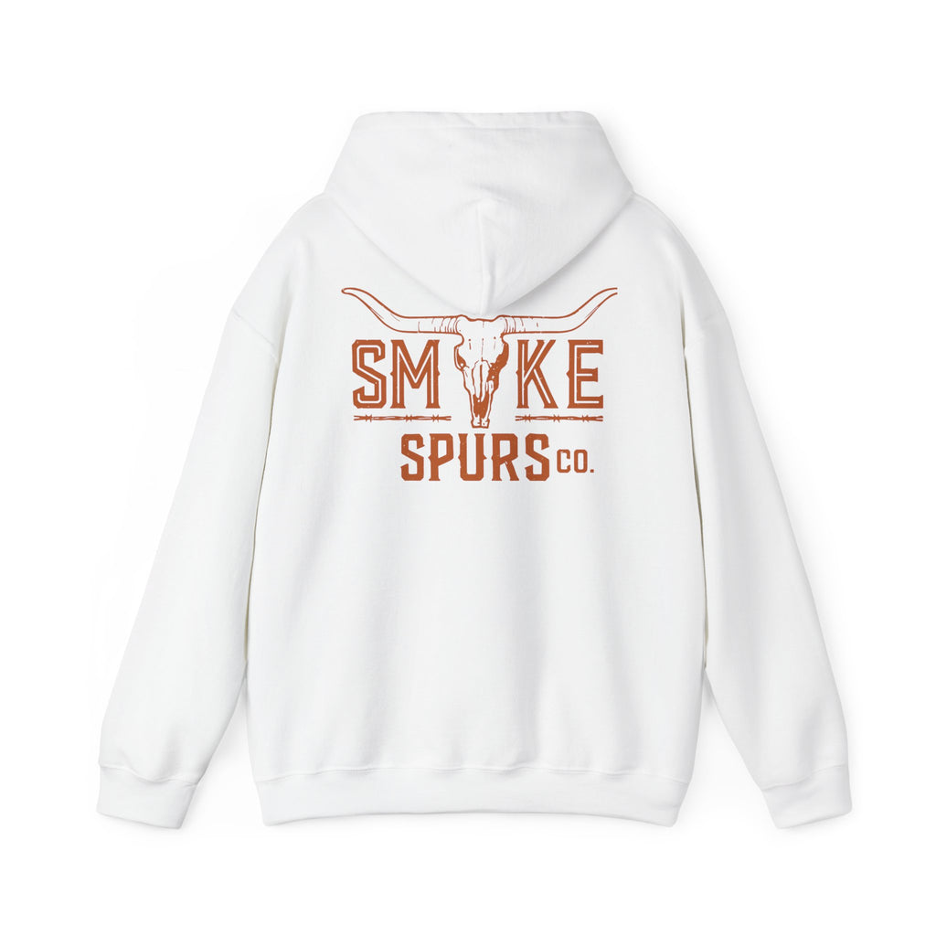 Smoke Spurs Hoodie — Western Longhorn Skull Heavy weight Hoodie