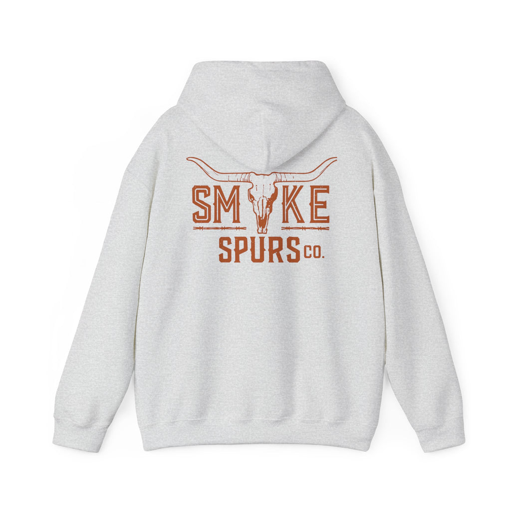 Smoke Spurs Hoodie — Western Longhorn Skull Heavy weight Hoodie