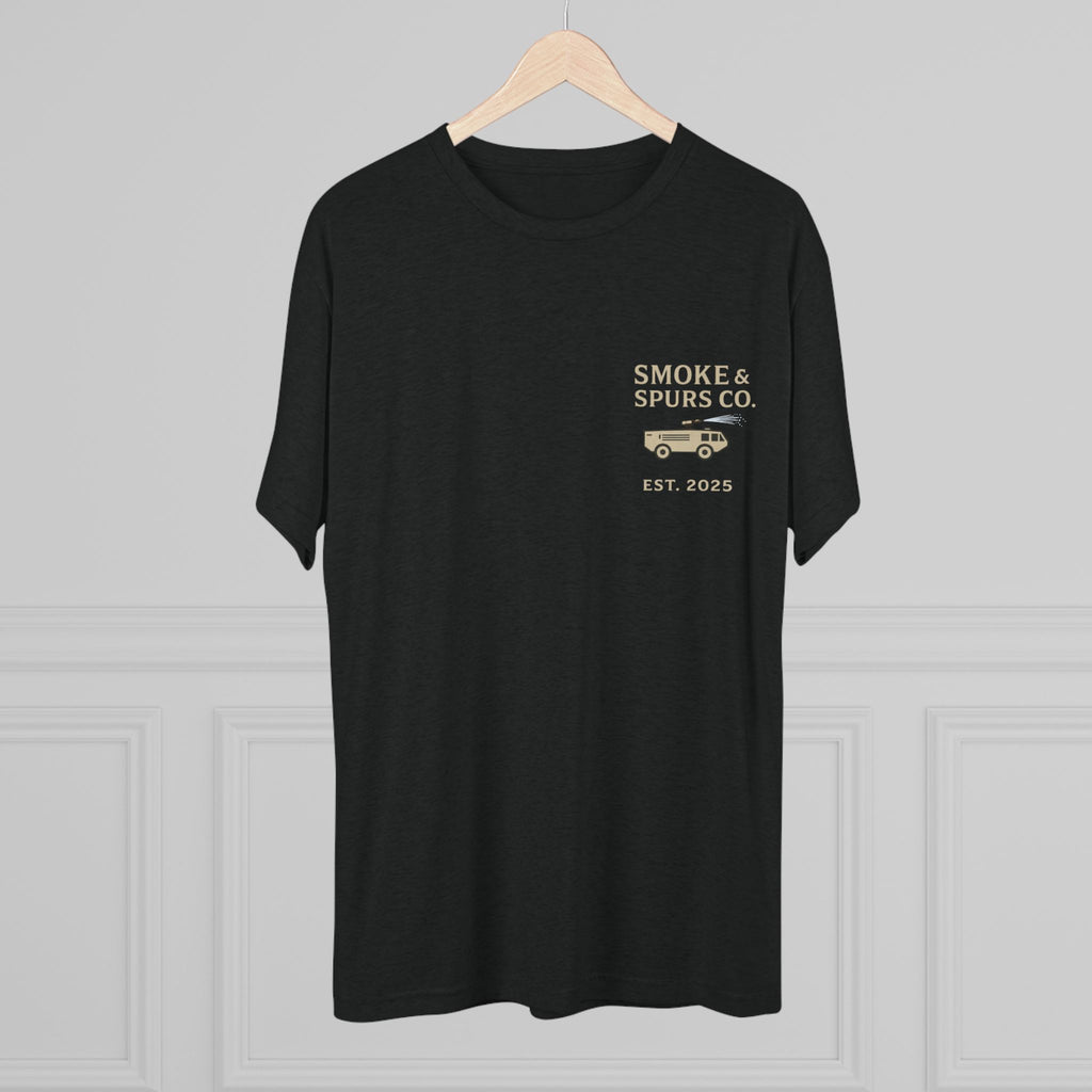 "First In, Last Out" Flightline Fire Crew Shirt tri blend
