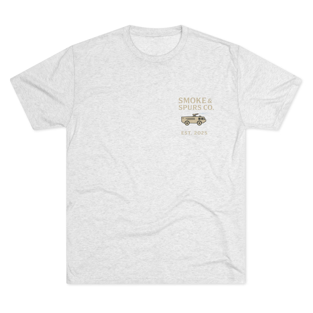 "First In, Last Out" Flightline Fire Crew Shirt tri blend