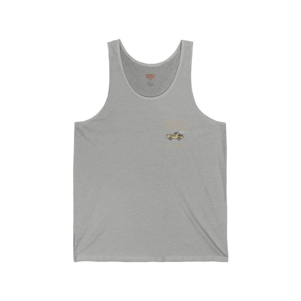 First In Last Out Flightline Fire Tank Top – Firefighter Rescue Graphic Tank