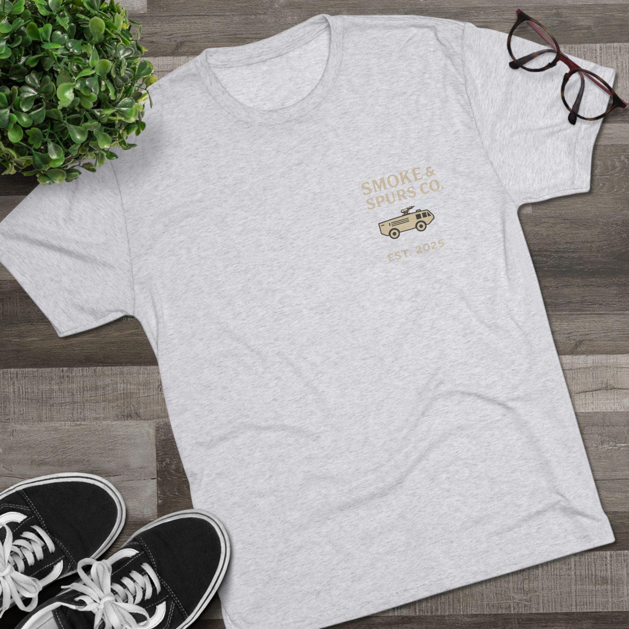 "First In, Last Out" Flightline Fire Crew Shirt tri blend