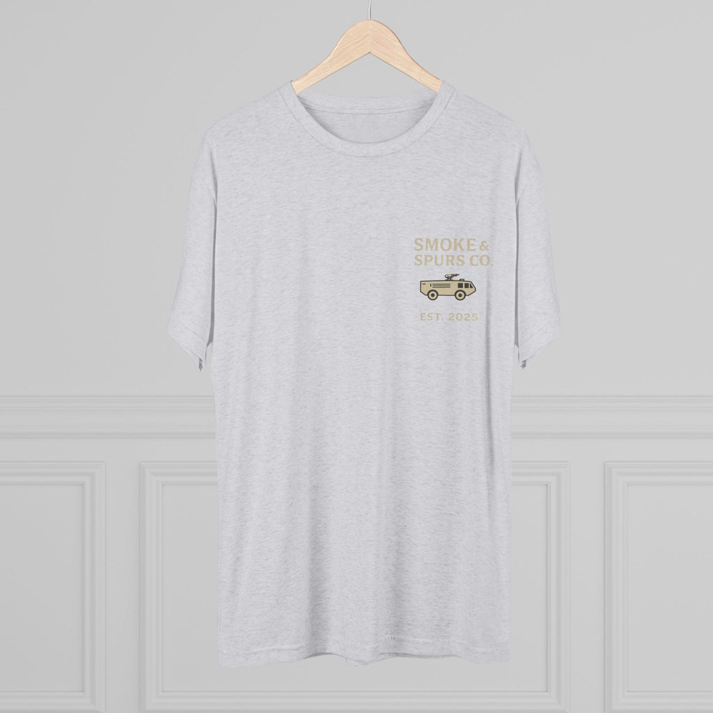 "First In, Last Out" Flightline Fire Crew Shirt tri blend