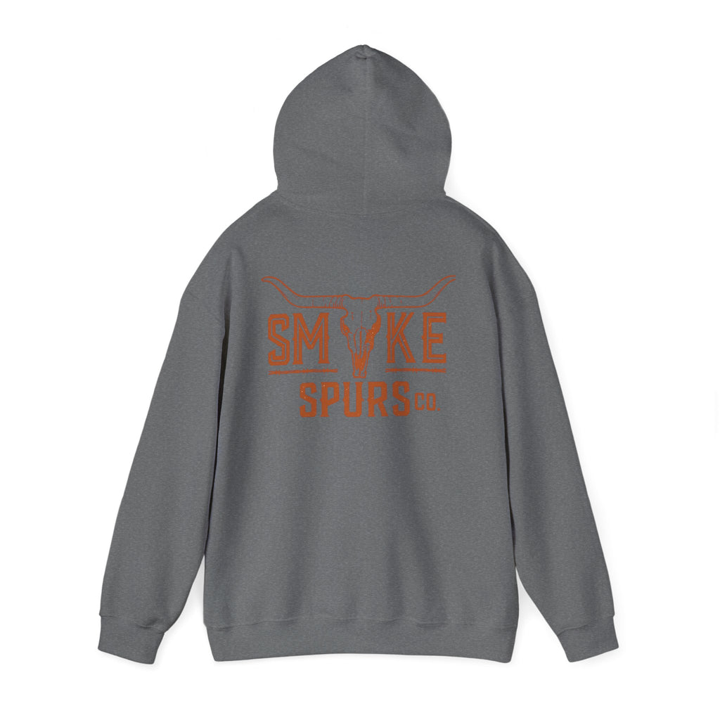 Smoke Spurs Hoodie — Western Longhorn Skull Heavy weight Hoodie
