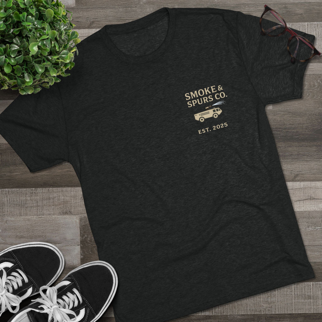 "First In, Last Out" Flightline Fire Crew Shirt tri blend