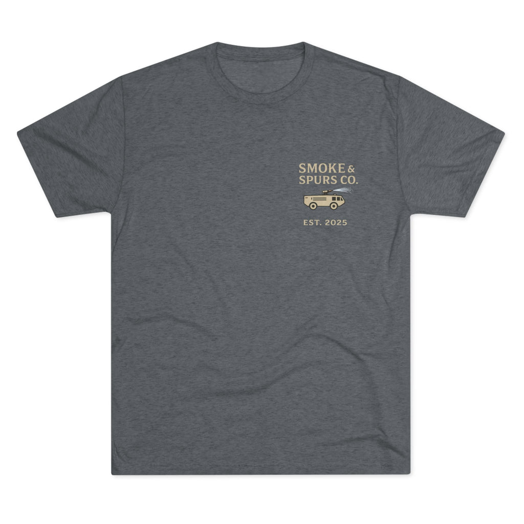 "First In, Last Out" Flightline Fire Crew Shirt tri blend